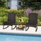 3-Piece Outdoor Rocking Chair Set with Black Cushions & 2-Tier Glass Coffee Table